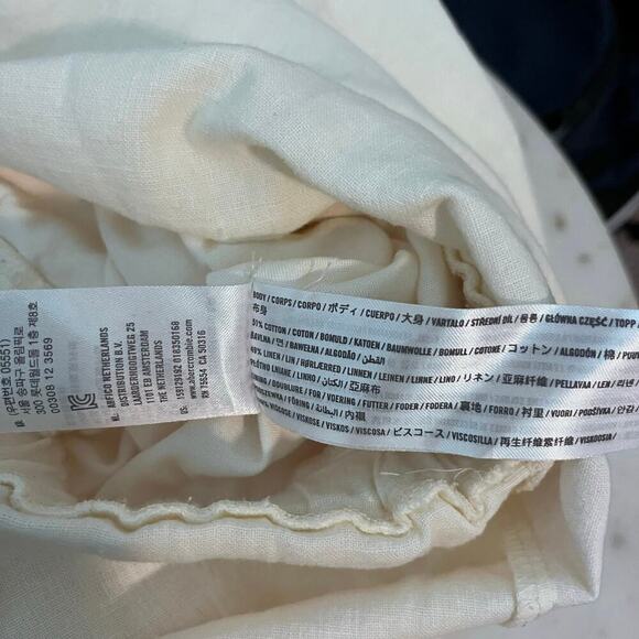 A&F Abercrombie and Fitch Short Sleeve Linen Blend Jumpsuit Butter Yellow Large - Picture 9 of 9